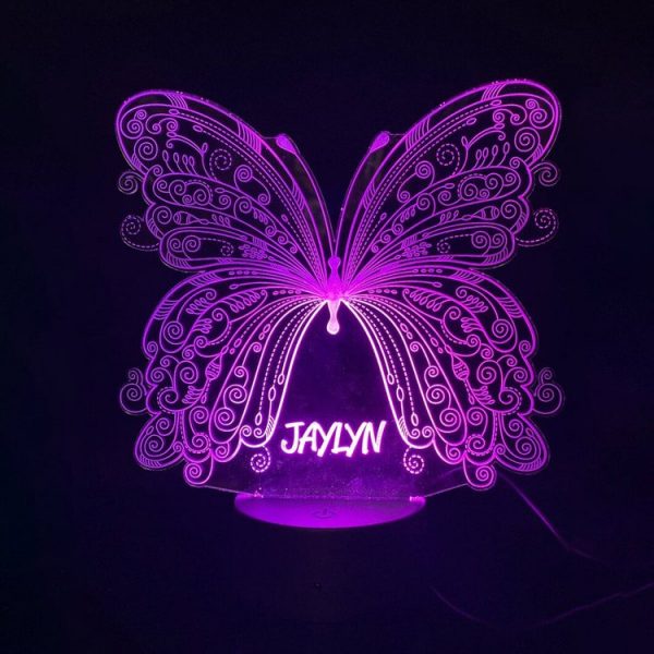 vlinder led lamp paars