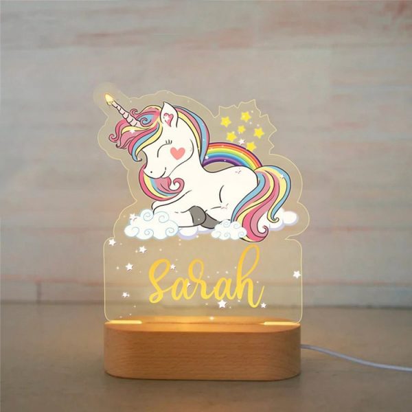 eenhoorn regenboog lamp met naam