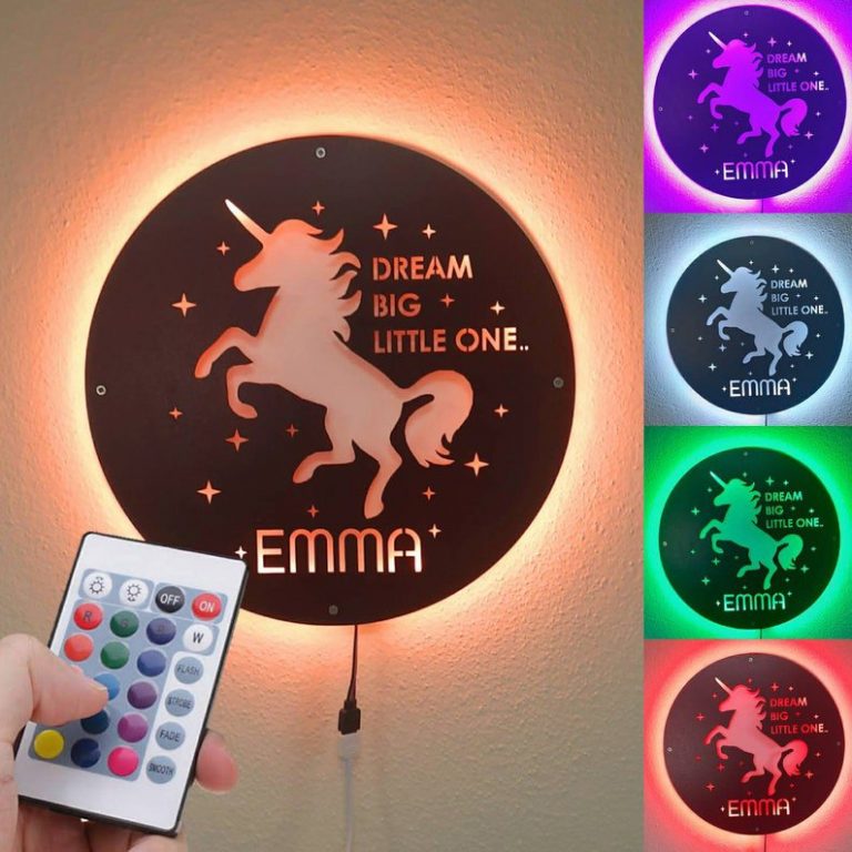 eenhoorn wandlamp met naam