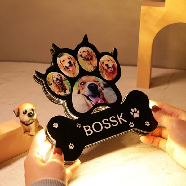fotolamp met foto naam hond