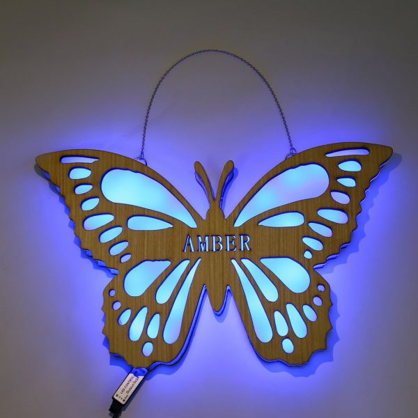 houten vlinder lamp
