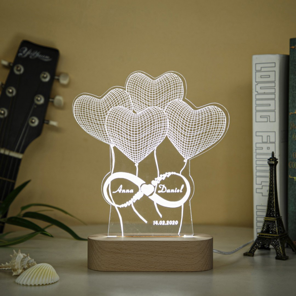 infinity lamp met naam en datum
