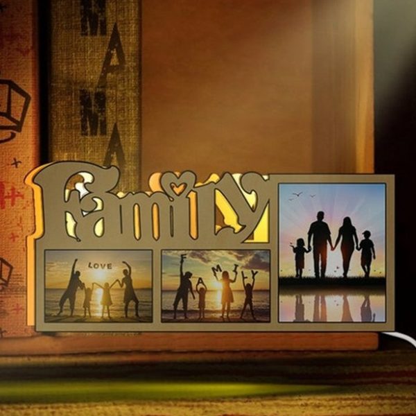 lamp met foto's familie