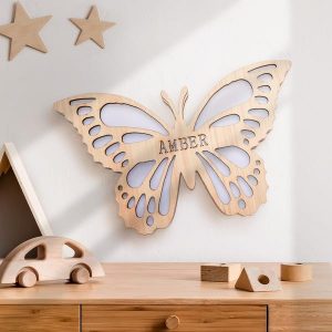 Vlinder Naamlampen 2 vlinder lamp met naam hout