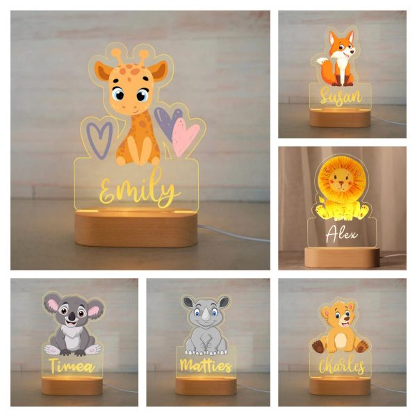 Houten kinderlamp met naam