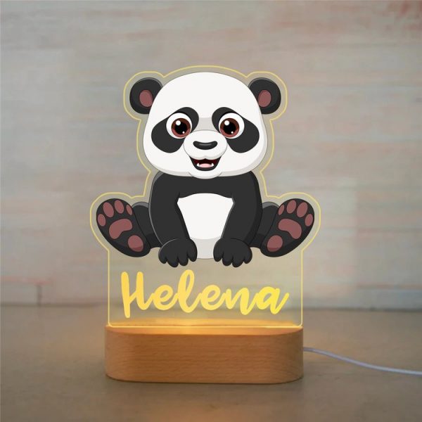 houten lamp met naam panda