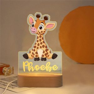 houten lamp met naam giraf