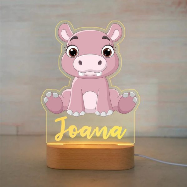 houten lamp met naam nijlpaard