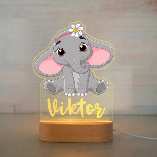 houten lamp met naam olifantje