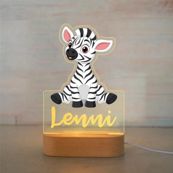 houten lamp met naam zebra