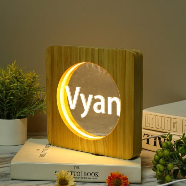 houten naamlamp
