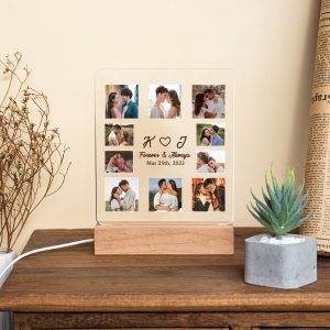 Nachtlampje met naam als origineel cadeau 2 fotolamp met 10 foto's en tekst