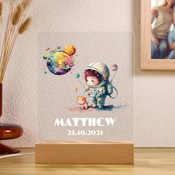 astronaut nachtlampje met naam