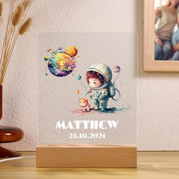 Astronauten kinder lamp met naam
