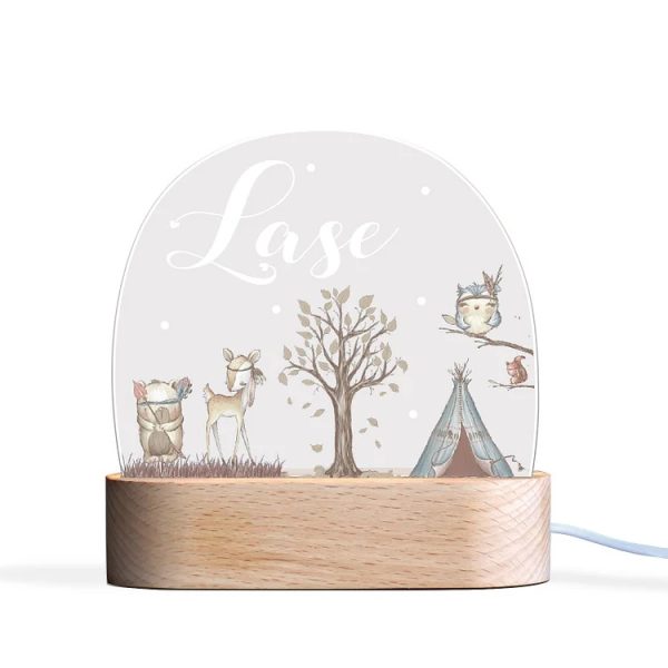 Bos dieren nachtlamp gepersonaliseerd