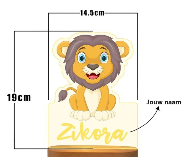Leeuw nachtlampje gepersonaliseerd voor babykamer inrichting