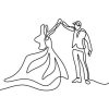 Valentijns naamlamp man en vrouw in jurk dansen