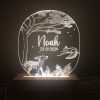 Woodland nachtlampje voor de kinderkamer met naam en datum