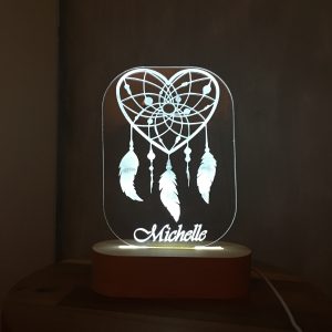 dreamcatcher nachtlampje in hart vorm met naam