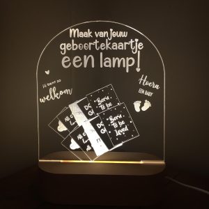 Geboortekaartje nachtlamp in eigen design