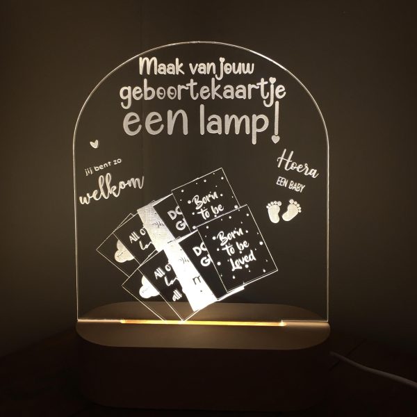 Geboortekaartje nachtlamp in eigen design