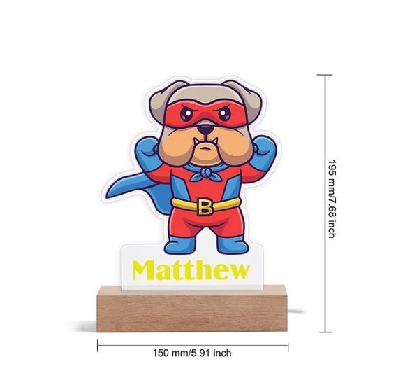Super Hero thema naamlampje babykamer inrichting