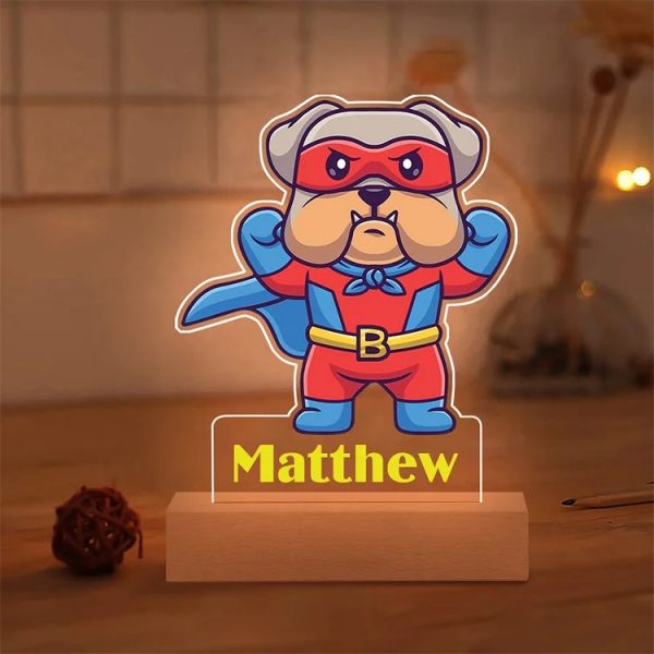 Super Hero thema kinderkamer nachtlampje met naam