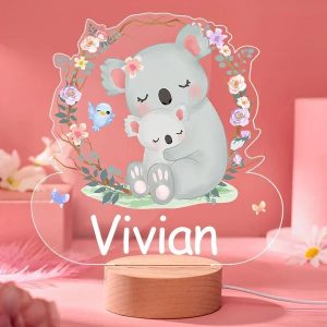 Koala babykamer nachtlampje met bloemetjes