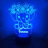 Olifant nachtlampje 3d met bloemen blauw