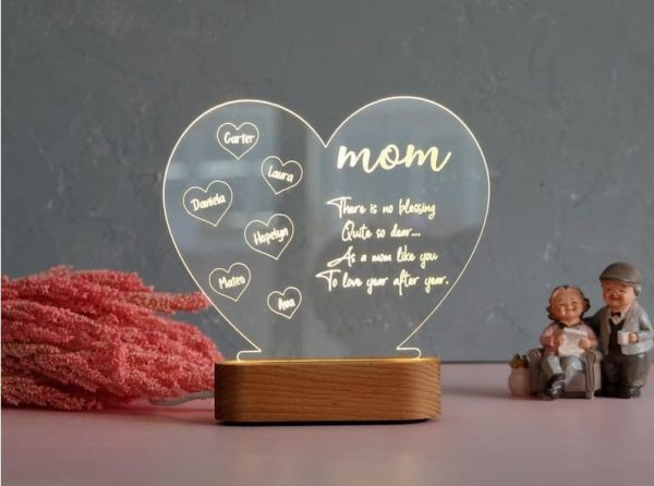 moederdag cadeau hartjes lamp met namen