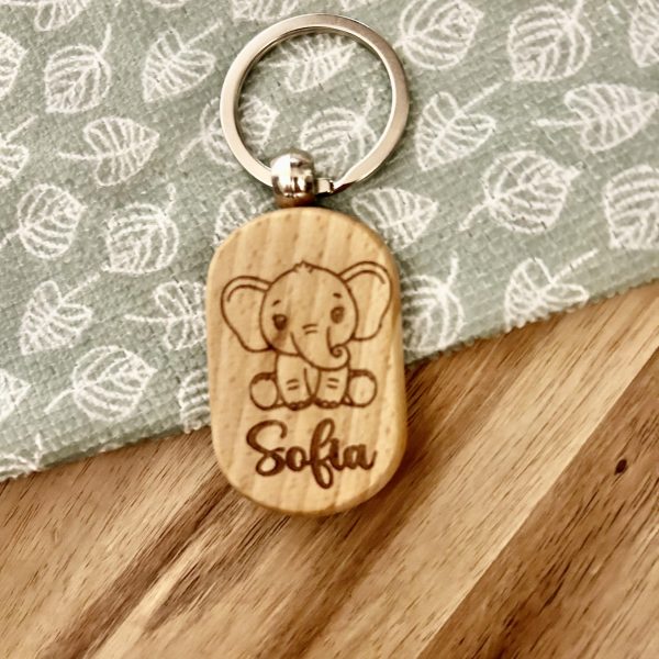 Sleutelhanger met naam olifantje gepersonaliseerd