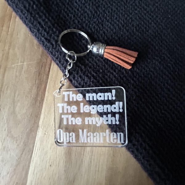 Vaderdag Opa sleutelhanger The Myth met naam