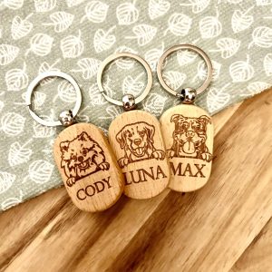sleutelhanger gepersonaliseerd met hondenras en naam