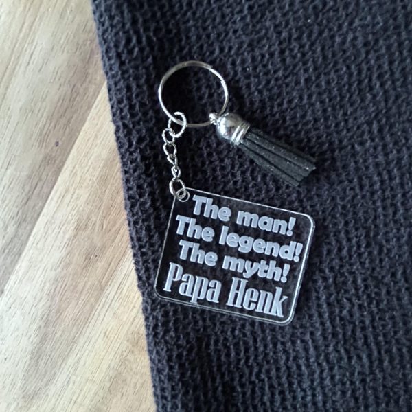 The man! Papa sleutelhanger met naam gepersonaliseerd
