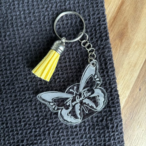 Vlinder sleutelhanger met naam