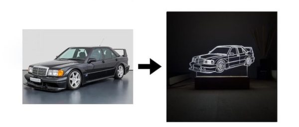 Handgetekende foto lamp auto met naam