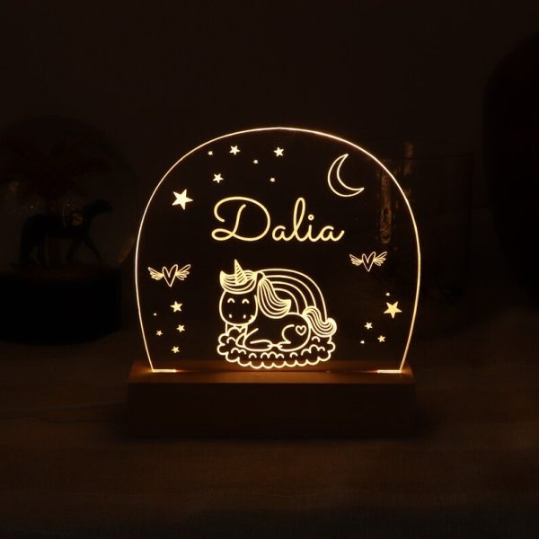 Unicorn nachtlamp met naam gepersonaliseerd