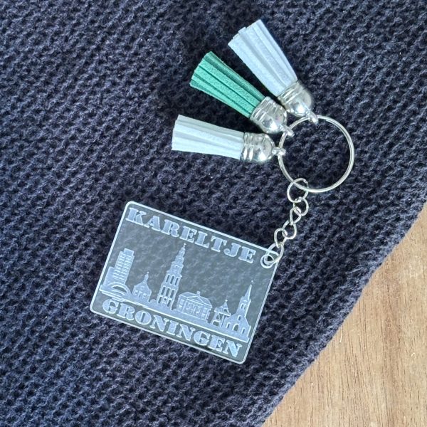 Skyline Groningen sleutelhanger met naam