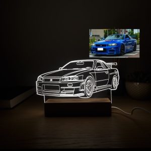 Hand getekende auto foto lamp met naam