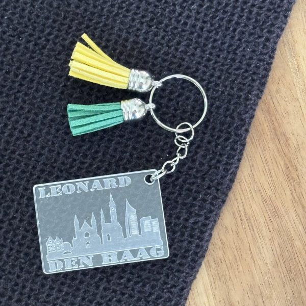 Skyline sleutelhanger Den Haag met naam