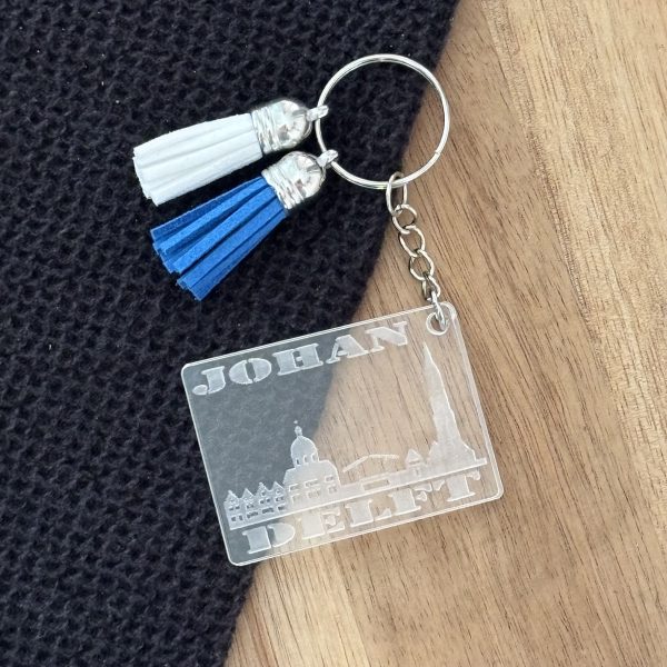 Sleutelhanger skyline Delft gepersonaliseerd