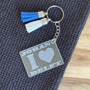 I love Delft sleutelhanger met naam