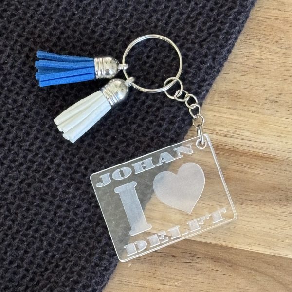 I Love Delft sleutelhanger met naam