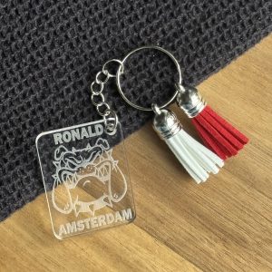 Amsterdam bulldog sleutelhanger met naam