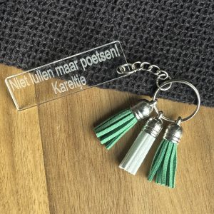 Niet lullen maar poetsen! sleutelhanger gepersonaliseerd