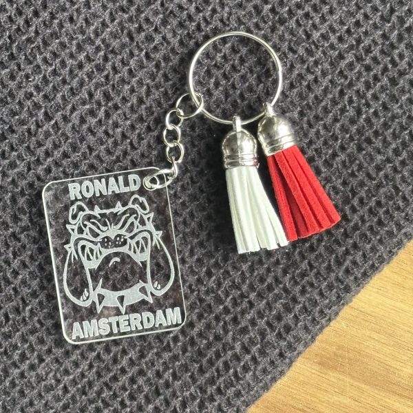 Amsterdam bulldog met naam sleutelhanger