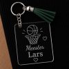 sleutelhanger meester met basketbal en naam