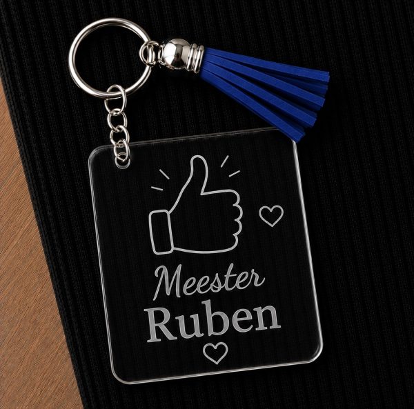 Sleutelhanger meester met naam en duim