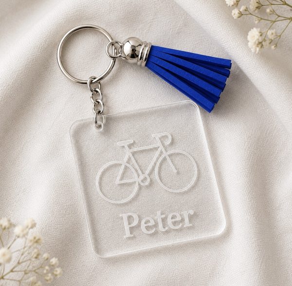 Fiets sleutelhanger met naam