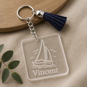 Sleutelhanger met naam zeilboot